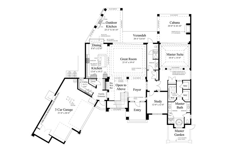Architectural House Design - Floor Plan - Main Floor for Contemporary House Plan #930-20 - 3 bed, 4 bath