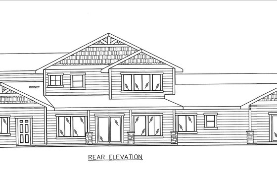 Exterior - Rear Elevation for Craftsman House Plan #117-879 - 5 bed, 4.5 bath
