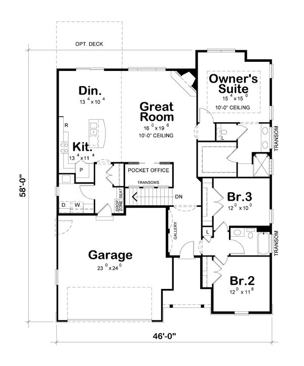 Home Plan - Ranch Floor Plan - Main Floor Plan #20-2312