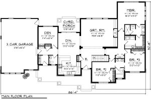 Floor Plan - Main Floor for Traditional House Plan #70-1135 - 3 bed, 2.5 bath