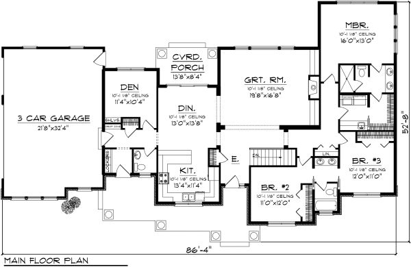 Architectural House Design - Traditional Floor Plan - Main Floor Plan #70-1135