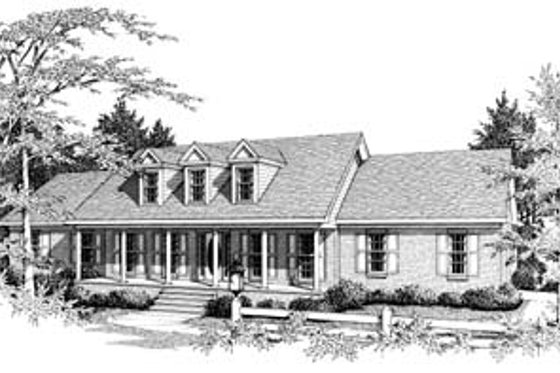 Exterior - Front Elevation for Colonial House Plan #10-112 - 3 bed, 2 bath