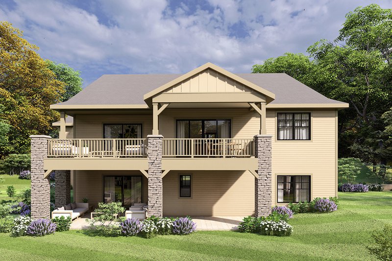 House Design - Exterior - Rear Elevation for Craftsman House Plan #124-1414 - 3 bed, 2.5 bath