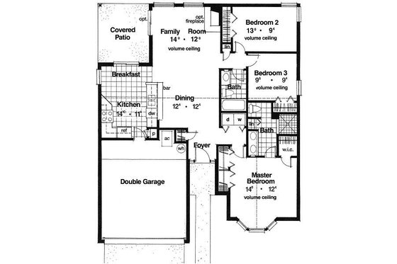 Floor Plan - Main Floor for European House Plan #417-110 - 3 bed, 2 bath
