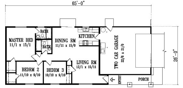 House Plan Design - Ranch Floor Plan - Main Floor Plan #1-1052