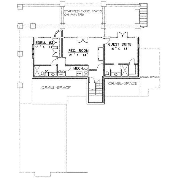 Home Plan - Craftsman Floor Plan - Lower Floor Plan #117-383