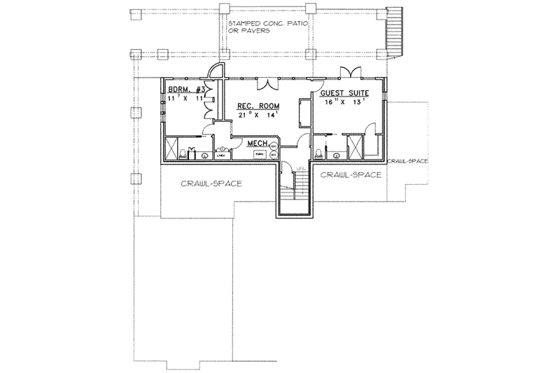 Dream House Plan - Floor Plan - Lower Floor for Craftsman House Plan #117-383 - 3 bed, 3.5 bath