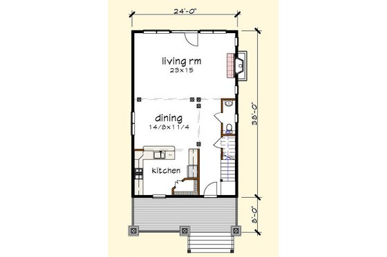 Floor Plan - Main Floor for Craftsman House Plan #79-273 - 3 bed, 2.5 bath