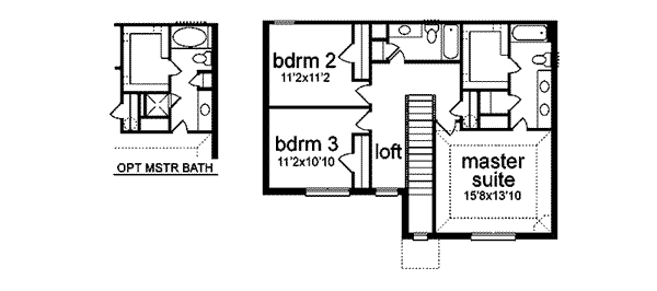 Traditional Floor Plan - Upper Floor Plan #84-116