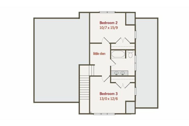 Architectural House Design - Floor Plan - Upper Floor for Farmhouse House Plan #461-23 - 3 bed, 2.5 bath
