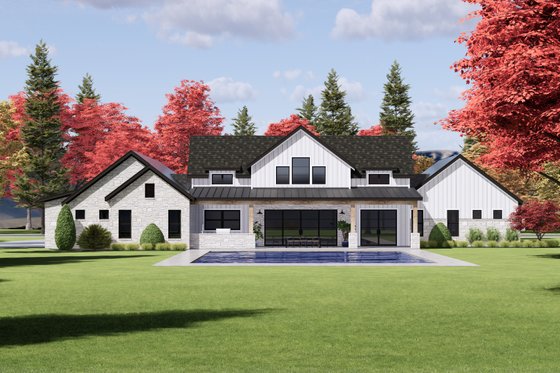 Exterior - Rear Elevation for Farmhouse House Plan #1096-31 - 4 bed, 4.5 bath