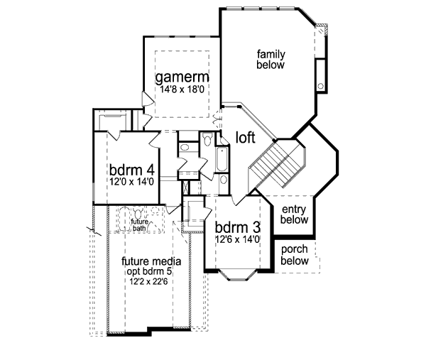 European Floor Plan - Upper Floor Plan #84-467