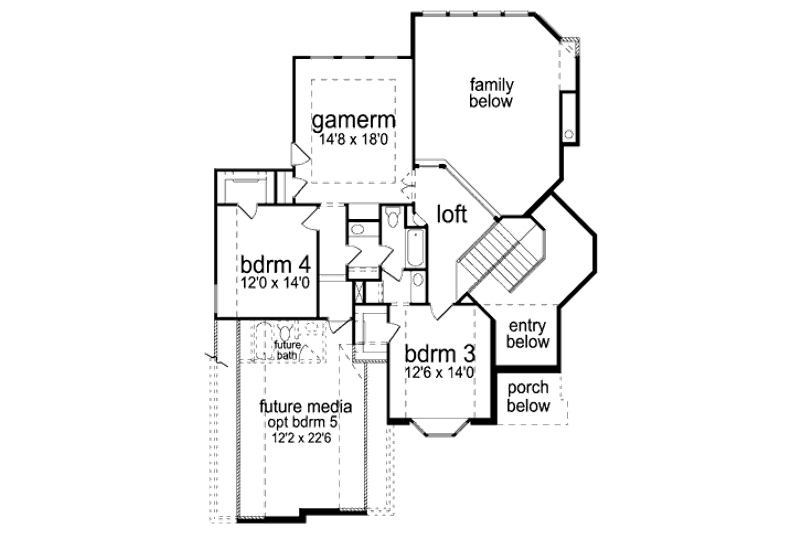 Home Plan - Floor Plan - Upper Floor for European House Plan #84-467 - 4 bed, 3 bath