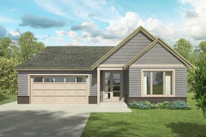 Exterior - Front Elevation 3 for Ranch House Plan #124-1186 - 3 bed, 2 bath