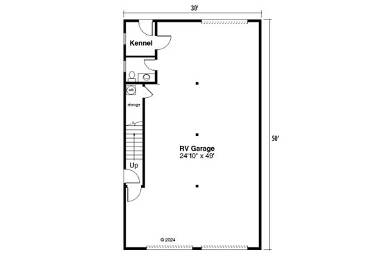Floor Plan - Main Floor for Barndominium House Plan #124-1358 - 2 bed, 2.5 bath