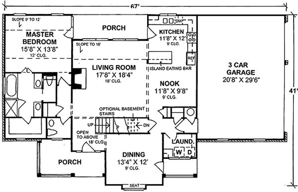 House Blueprint - Country Floor Plan - Main Floor Plan #20-367