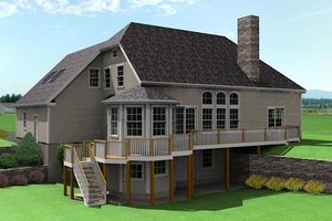 Exterior - Rear Elevation for European House Plan #75-192 - 3 bed, 2.5 bath