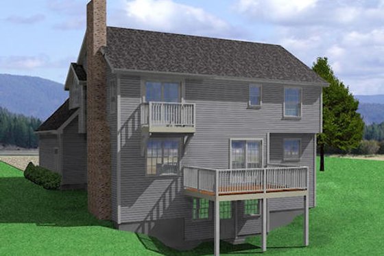 Exterior - Rear Elevation for Traditional House Plan #75-138 - 3 bed, 2.5 bath