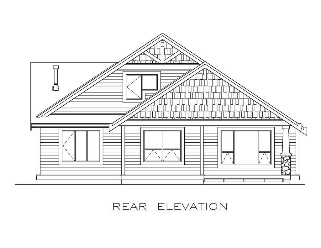 Exterior - Rear Elevation for Craftsman House Plan #1100-132 - 3 bed, 2.5 bath