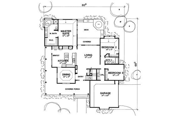 Floor Plan - Main Floor for Victorian House Plan #472-13 - 3 bed, 2 bath