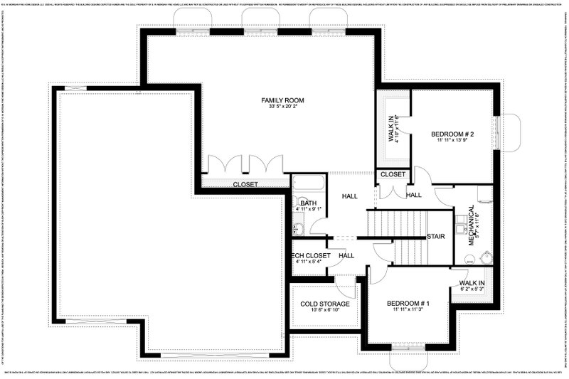 Architectural House Design - Floor Plan - Lower Floor for Farmhouse House Plan #1060-245 - 3 bed, 2.5 bath