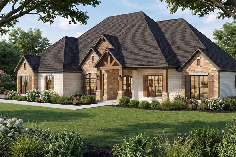 Architectural House Design - Exterior - Front Elevation 3 for Traditional House Plan #923-519 - 4 bed, 3.5 bath