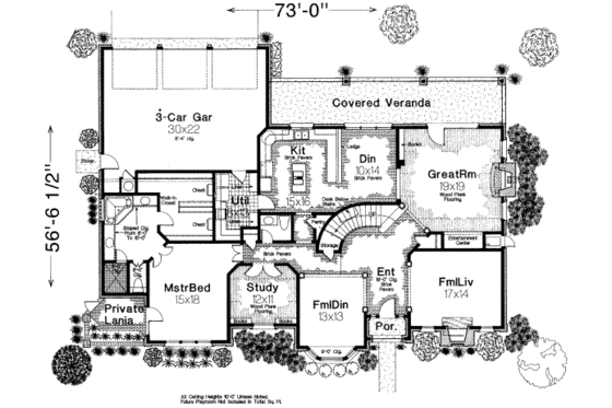 Floor Plan - Main Floor for European House Plan #310-221 - 4 bed, 3.5 bath