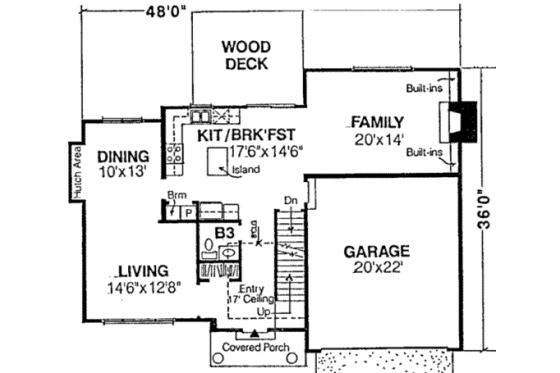 Floor Plan - Main Floor for Traditional House Plan #334-109 - 4 bed, 2.5 bath
