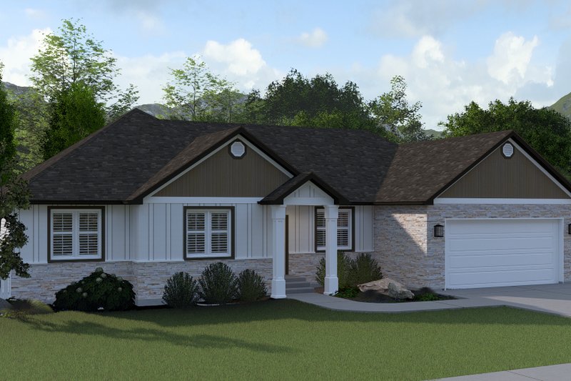 House Blueprint - Farmhouse Exterior - Front Elevation Plan #1060-218