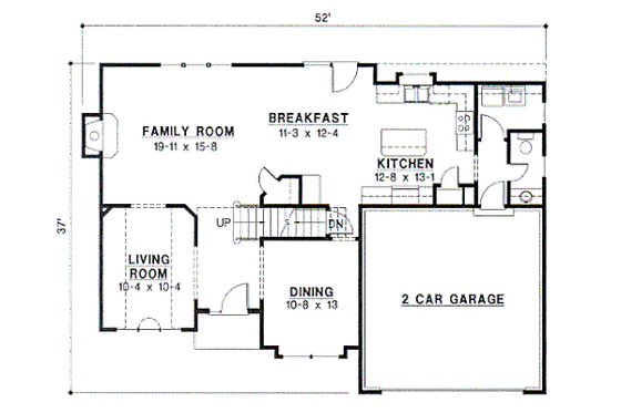 Floor Plan - Main Floor for Traditional House Plan #67-520 - 4 bed, 3.5 bath