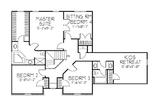 Floor Plan - Upper Floor for Colonial House Plan #320-447 - 3 bed, 2.5 bath