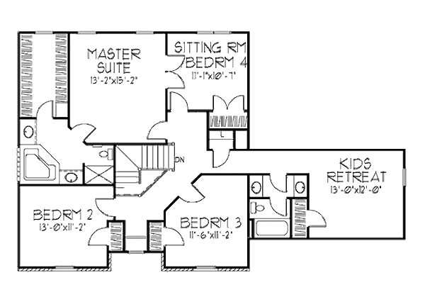 House Plan Design - Colonial Floor Plan - Upper Floor Plan #320-447