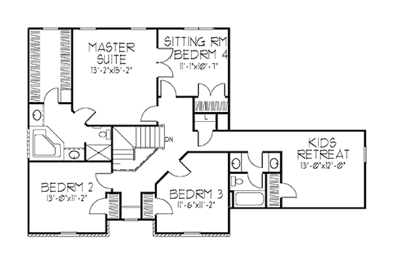 Dream House Plan - Floor Plan - Upper Floor for Colonial House Plan #320-447 - 3 bed, 2.5 bath