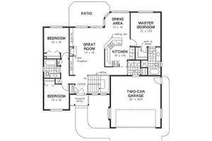 Floor Plan - Main Floor for Traditional House Plan #18-1032 - 3 bed, 2 bath
