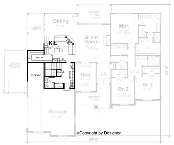 Dream House Plan - Floor Plan - Other Floor for European House Plan #20-2128 - 3 bed, 2.5 bath