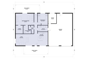 Floor Plan - Main Floor for Barndominium House Plan #1107-20 - 2 bed, 2 bath