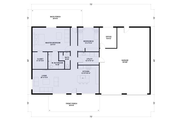 Barndominium Floor Plan - Main Floor Plan #1107-20