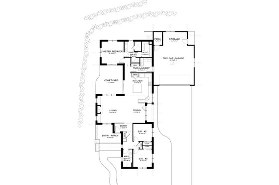 Floor Plan - Main Floor for Craftsman House Plan #895-22 - 3 bed, 2 bath