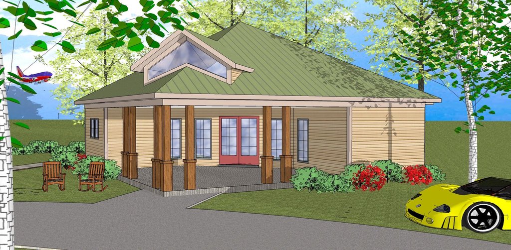 Exterior - Front Elevation 2 for Southern House Plan #8-305 - 3 bed, 1 bath