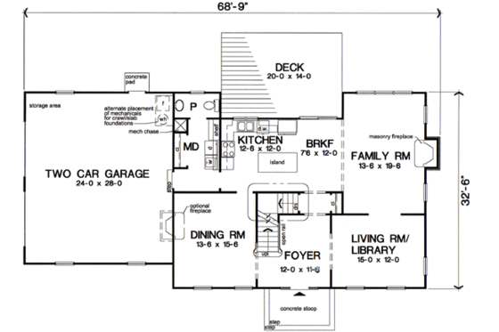 Floor Plan - Main Floor for Colonial House Plan #312-582 - 4 bed, 2.5 bath