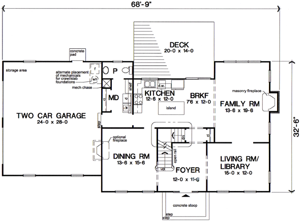 Colonial Floor Plan - Main Floor Plan #312-582