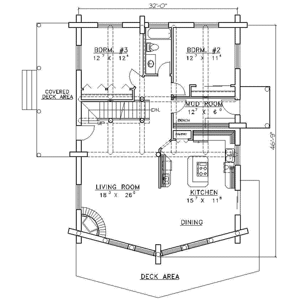 House Design - Log Floor Plan - Main Floor Plan #117-397