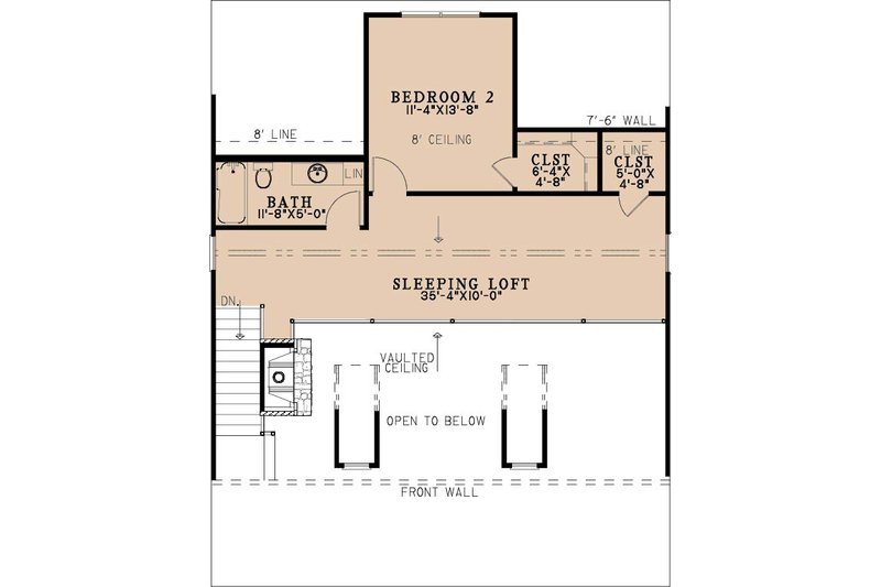 House Blueprint - Floor Plan - Upper Floor for Farmhouse House Plan #923-511 - 2 bed, 2 bath