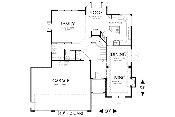 Floor Plan - Main Floor for Mediterranean House Plan #48-177 - 4 bed, 2.5 bath