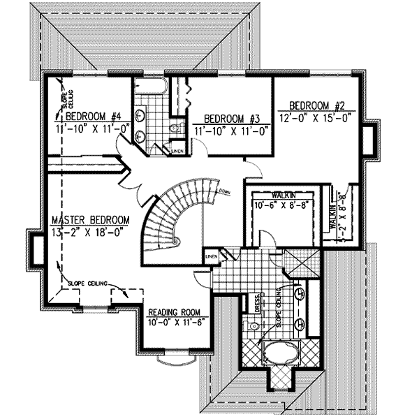 European Floor Plan - Upper Floor Plan #138-121