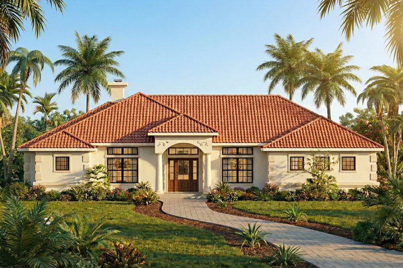 House Plan Design - Mediterranean Exterior - Front Elevation Plan #80-149