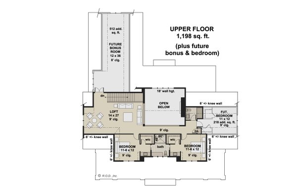 Farmhouse Floor Plan - Upper Floor Plan #51-1247