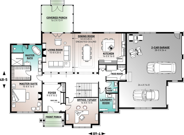 Colonial Floor Plan - Main Floor Plan #23-832