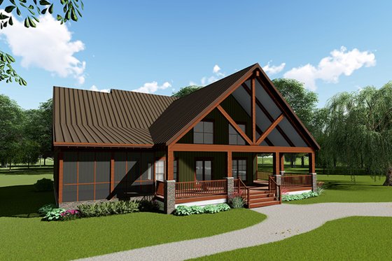 Exterior - Rear Elevation for Craftsman House Plan #923-113 - 4 bed, 3 bath