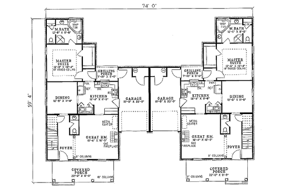Floor Plan - Main Floor for Traditional House Plan #17-2024 - 3 bed, 2.5 bath